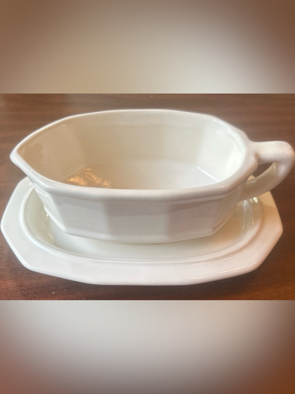 Vintage Pfaltzgraff White Heritage Gravy Boat With Underplate #433 Farmhouse